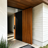 Portail de jardin pivotant en aluminium de luxe, gravé CNC, porte d'entrée extérieure avec serrure intelligente, portail piétonnier surdimensionné sur mesure pour villa