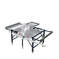 Nouvelle scie à table coulissante de précision JT108S épaissie avec doubles pinces de pression, freins surdimensionnés et roulettes, tête de scie spécifique au travail du bois 35 mm