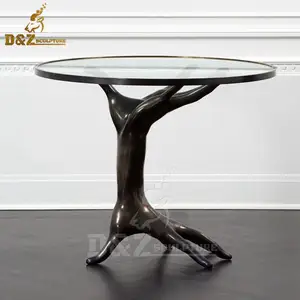 מודרני סלון פשוט creative אמנות בודדת עגול נירוסטה בסיס זכוכית למעלה שולחן קפה
