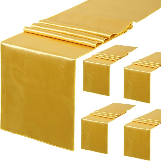 12x108 Inch Wholesale Woven Solid Color Satin Table Runner for Wedding Party Events Banquet