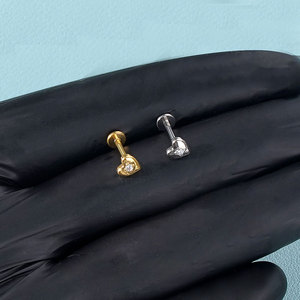 Lingchee 16G Titane Zircon Cœur Labrets Boucles d'oreilles à tige interne pour cartilage d'oreille et hélix, Bijoux de <span class=keywords><strong>piercing</strong></span> - Product Image 6