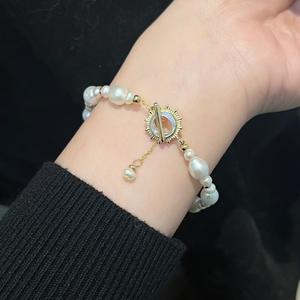 Sunflower <b>Shell</b> Inlaid Freshwater Pearl <b>Bracelet</b> Double Specification Gradient Explosive Fashion Jewelry Elegant Pearl Bangle - Product Image 4