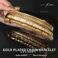 Ensemble de bracelets géométriques vintage Gaovo pour femmes, plaqué or 18 carats, acier inoxydable, 3 pièces, empilables, pierres naturelles, bracelets tendance
