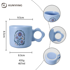 Tasse en céramique de haute qualité avec poignée en forme de fleur, tasse en argile d'usine, logo, couleur, design personnalisable, tasses cadeaux en céramique - Product Image 3