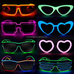 Cadılar bayramı partisi özelleştirilmiş tasarım Light up güneş gözlüğü Glow karanlık Neon EL tel Rave parti gözlüğü - Product Image 5