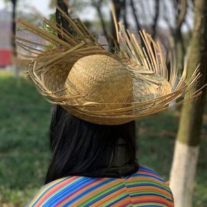 Wholesale Handmade Fringed Raw Edge Straw <b>Hat</b> Beach Fashion Straw <b>Hat</b> - Product Image 4