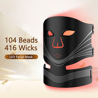 Masque facial portable à 104 LED pour le cou, appareil de beauté, 460 nm, 850 nm, 4 couleurs, luminothérapie rouge, masque facial en silicone