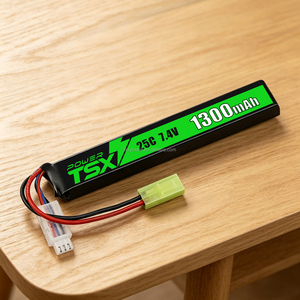 Batterie Lipo rechargeable 7,4 V 2S 25C 1300 mAh avec connecteur Mini Tamiya, 500 cycles, TSX Power, certifiée CE, pour avions RC et véhicules jouets - Product Image 2