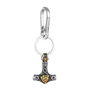 Porte-clés marteau de Thor en alliage de zinc, pendentif sur le thème des Vikings, sangle en cuir, cadeau unisexe - Product Image 4