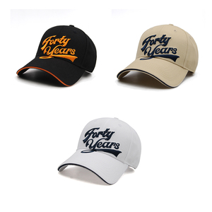 Personalizado Estructurado <span class=keywords><strong>Cuarenta</strong></span> Años 3D logo Bordado Gorras Moda Clásico 6 Paneles Hombres Mujeres Deportes al aire libre Sombreros de béisbol - Product Image 1
