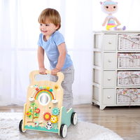 Andador de madera para bebés, Centro de Actividades multifuncional, laberinto de cuentas, carrito de tracción y empuje, Paseo de aprendizaje para bebés