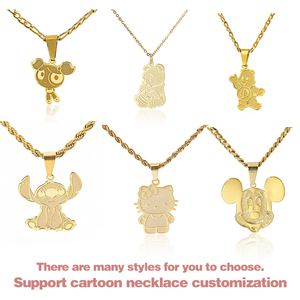 Toptan kişiselleştirilmiş paslanmaz çelik 18k altın kaplama özel sevimli kedi karikatür karakter kolye moda takı kadın hediye - Product Image 6