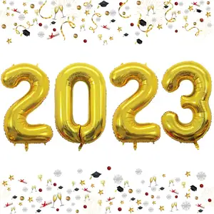 नई आगमन 40 इंच बड़े 2023 डिजिटल सेट नए साल की पार्टी सजावट एल्यूमीनियम पन्नी संख्या गुब्बारे
