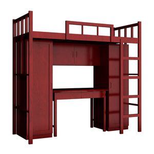 Lit superposé Yinghuang avec bureau et armoire de rangement pour dortoir, design en bois massif pour 2ème étage - Product Image 1