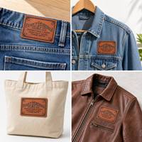 Patch en cuir personnalisé 3,5x1,5 pouces en cuir PU avec logo gaufré style vintage à coudre, vente en gros OEM pour vêtements en jean