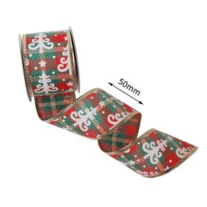 Nuevos productos, venta al por mayor, Rollo embalado, borde rojo y dorado con cable, cinta de Feliz Navidad <span class=keywords><strong>para</strong></span> decoración de árboles - Product Image 2