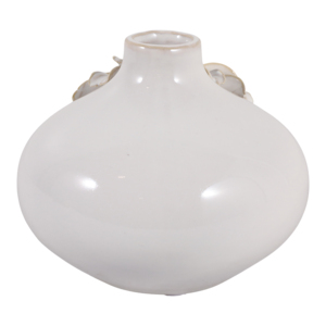 Vaso in Ceramica Rotondo con Dettagli Floreali Tridimensionali e Finitura Lucida per Arredamento Casa - Product Image 5