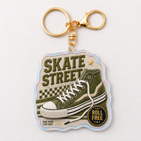 Porte-clés en plastique personnalisé sur le thème des chaussures rétro, porte-clés personnalisé, vente en gros, cadeau souvenir pour fête, EYD