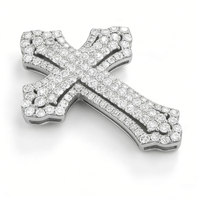 Collier chaîne de pull de luxe personnalisé en argent plaqué or 10K/14K/18K avec diamant CVD de laboratoire, pendentif croix, cadeau de fiançailles UJ VS