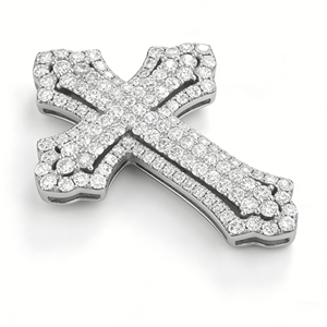 CUSTOM SILVER 10K/14K/18K GOLD PLATED LAB GROWN CVD DIAMOND CLASSIC ENGAGEMENT <b>GIFT</b> SWEATER CHAIN NECKLACE CROSS PENDANT VS - Product Image 3