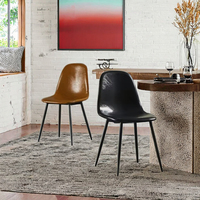 Chaises de salle à manger modernes et minimalistes, ergonomiques, avec pieds en métal noir et revêtement en cuir PU, prix compétitif pour la maison, le bar et l'appartement