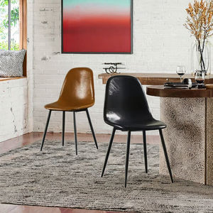 Chaises de salle à manger en cuir PU avec pieds en métal noir, style italien moderne, prix compétitif, pour la maison, le bar et l'appartement - Product Image 2