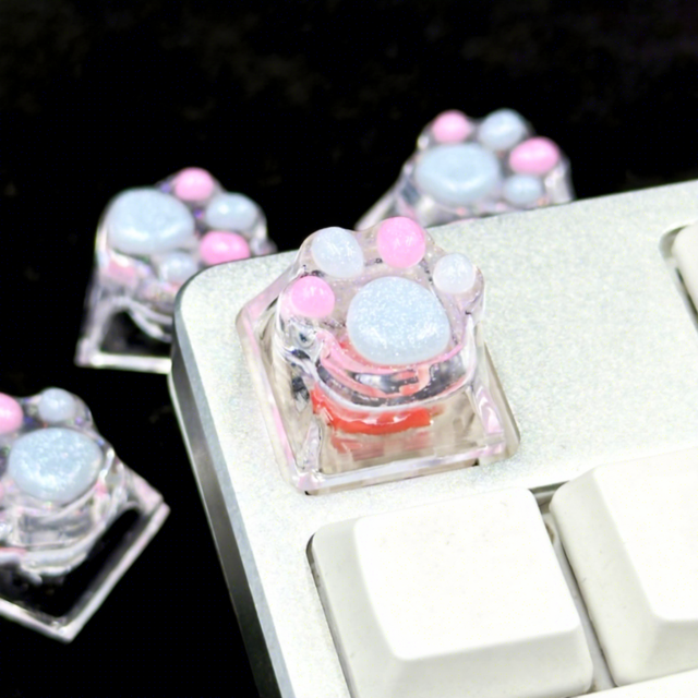 Handmade Drip Glue Cute Color Jumping Cat's Paw Keycaps Personalized Resin Cross Axis Mechanical Keyboard Keycaps Wholesale