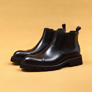 Men's Genuine Leather <b>Boots</b> Round Toe Elastic Band Rubber Outsole Anti-Slippery Outdoor Shoes All Seasons Ankle <b>Boots</b> Wholesale - Product Image 2