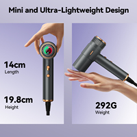 Sèche-cheveux à ions négatifs pour usage domestique, léger, mini, haute vitesse, sèche-cheveux tout-en-un avec écran LCD