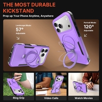 Étui de protection haut de gamme violet pour smartphone 17 18 Pro, antichoc, magnétique, avec support de téléphone intégré