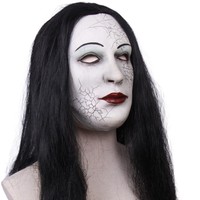 Masque en Latex réaliste femme visage Halloween masque en Latex perruque femme travesti Sissy transgenre Costume