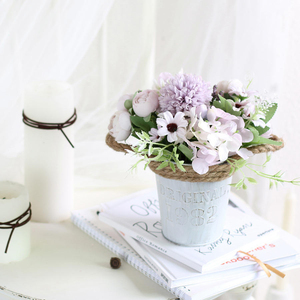 Wedding Retro Distressed <b>Hydrangea</b> Bud Iron Potted Flower Bonsai Set Premium Ice Cream Color - Product Image 4
