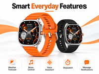Montre connectée AMOLED 1,73 pouces, appels 5.3, étanche IP68, batterie 300 mAh, couronne rotative, modes multisports