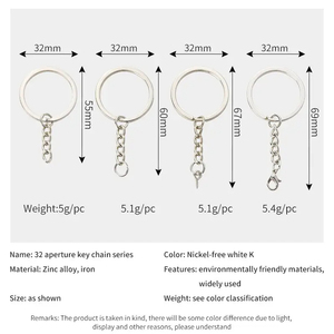 PK-PD484-487 25mm 30mm <strong>Split</strong> Flat Key Ring Zinc Alloy &amp; Stainless Steel <strong>Keychain</strong> Accessories with Silicone Chain for <strong>Keychain</strong> - Product Image 5