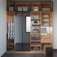 Armoire murale modulaire en bois sur mesure de luxe moderne avec éclairage LED intégré