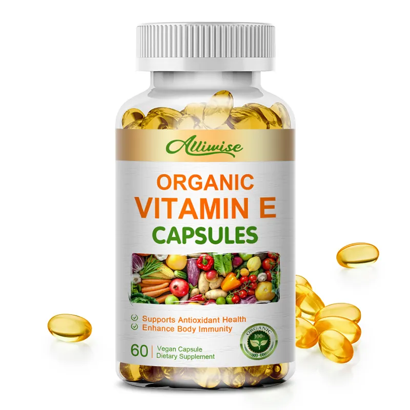 Capsule molle antioxydante et émolliente bio à la vitamine E 60pcs Complément blanchissant la peau des femmes pour le visage