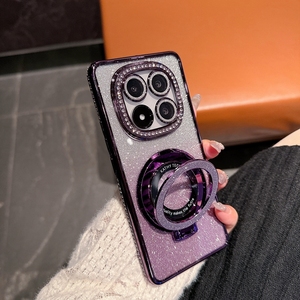 Với Từ <span class=keywords><strong>Bling</strong></span> Long Lanh Trở Lại Trường Hợp Với Chân Đế Mạ Máy Ảnh Bảo Vệ Mềm TPU Điện Thoại Trường Hợp Đối Với Xiaomi Redmi Lưu Ý 14 Pro - Product Image 1