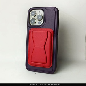 Venta caliente magnética pu cuero bolsillo tarjetero cartera teléfono <span class=keywords><strong>celular</strong></span> funda soporte para iPhone imán billetera - Product Image 2