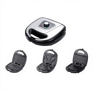 Machine à gaufres, sandwichs et gâteaux 3-en-1 réglable, pour petit-déjeuner, biscuits et beignets, électrique, en acier inoxydable et ABS, 750W, 110V, économe en énergie - Product Image 1