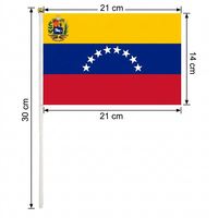 Drapeau du Venezuela personnalisé rapide 14x21cm avec bâton en plastique, sublimation, vente en gros, pour le 5 juillet, campagne électorale, rallye, en vrac