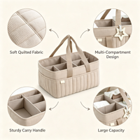 Sac de rangement matelassé élégant et portable en coton pour coussinets et couches de bébé, idéal pour les nouvelles mamans