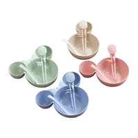 Ensemble de couverts pour bébé, 3 pièces, en plastique, vaisselle pour enfants, assiette, cuillère et fourchette à nœud papillon