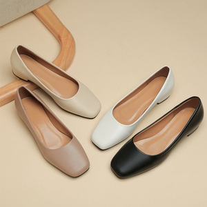 Scarpe da <span class=keywords><strong>Donna</strong></span> Nuove Collezione Primavera Autunno, <span class=keywords><strong>Tacco</strong></span> Basso Comodo, Punta Quadrata, <span class=keywords><strong>Tacco</strong></span> Spesso, Scollatura Bassa, Taglie Grandi, Vendita all'Ingrosso - Product Image 6