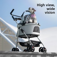 Poussette pliable multifonctionnelle en métal pour animaux de compagnie Motion Apex, légère, imperméable, 4 roues, capacité 30 kg, pour chiens de petite/moyenne taille, pour l'extérieur