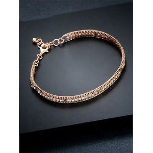 Xinfly Brazalete de Oro Puro de 18K con Cable Trenzado, 5.8mm, Hueco, Delgado, con Cuentas Láser, Antideslustre, Tres Colores, Última Colección, Regalos para Fiestas y Bodas - Product Image 4