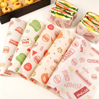 Kertas Pembungkus Makanan Anti Minyak Bermotif Kotak-Kotak Kecil dengan Logo Custom, untuk Sandwich, Restoran, Makanan Cepat Saji, Burger, 38Gsm
