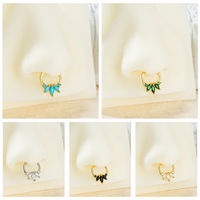 Anneaux de nez argentés tendance 16G avec zircon cubique, clicker de septum, segment, pour cartilage d'oreille, tragus, hélix, lèvre, bijoux de piercing