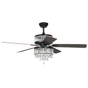 American retro chandelier <b>ceiling</b> fan for dining room, crystal fan <b>light</b> with <b>remote</b> <b>control</b>, flush mount <b>ceiling</b> <b>light</b> - Product Image 1