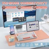 Teclado Mecánico OEM ODM N75 V2, Teclado Inalámbrico para Juegos de 2.4GHz y Bluetooth, Diseño de 75 Teclas con Perilla, Teclado Bluetooth Trimodal, Color Crema