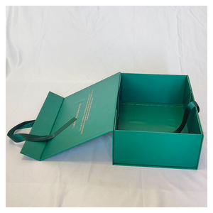 Logotipo personalizado cinta verde plegable lujo rígido embalaje gran cesto magnético caja de regalo - Product Image 4